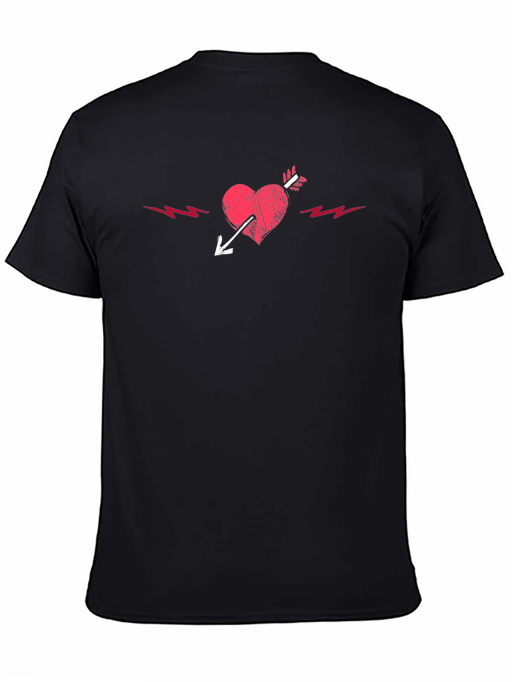 Heart Arrow Graphic Tee - Black Cotton T-Shirt