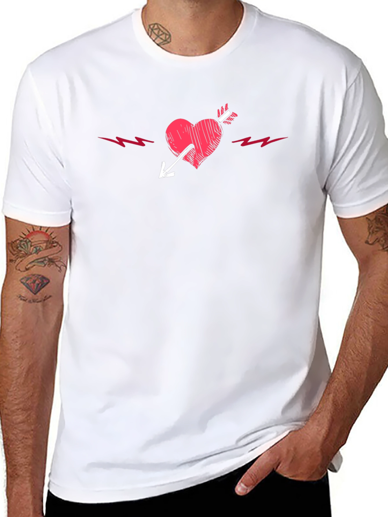 Heart Arrow Graphic Tee - Black Cotton T-Shirt