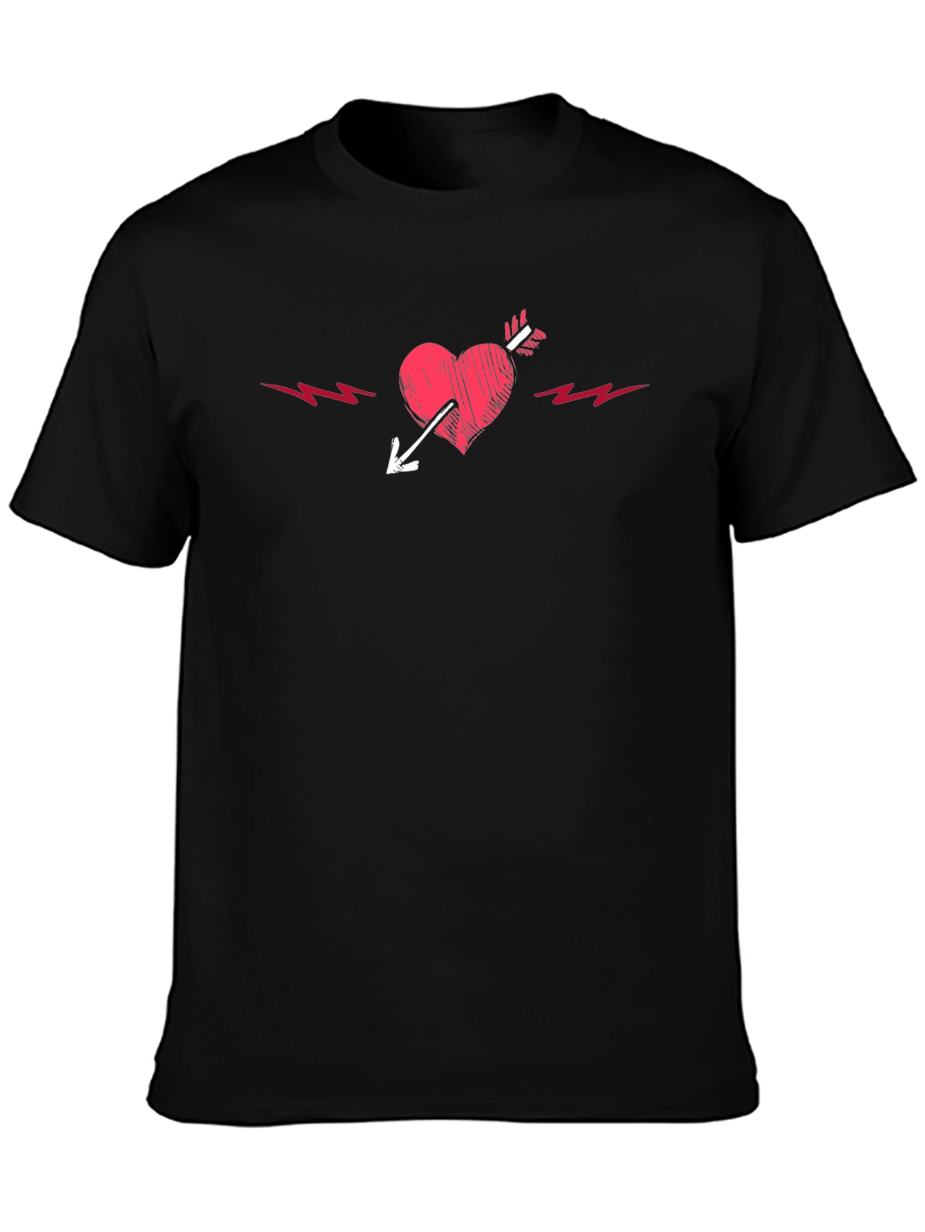 Heart Arrow Graphic Tee - Black Cotton T-Shirt