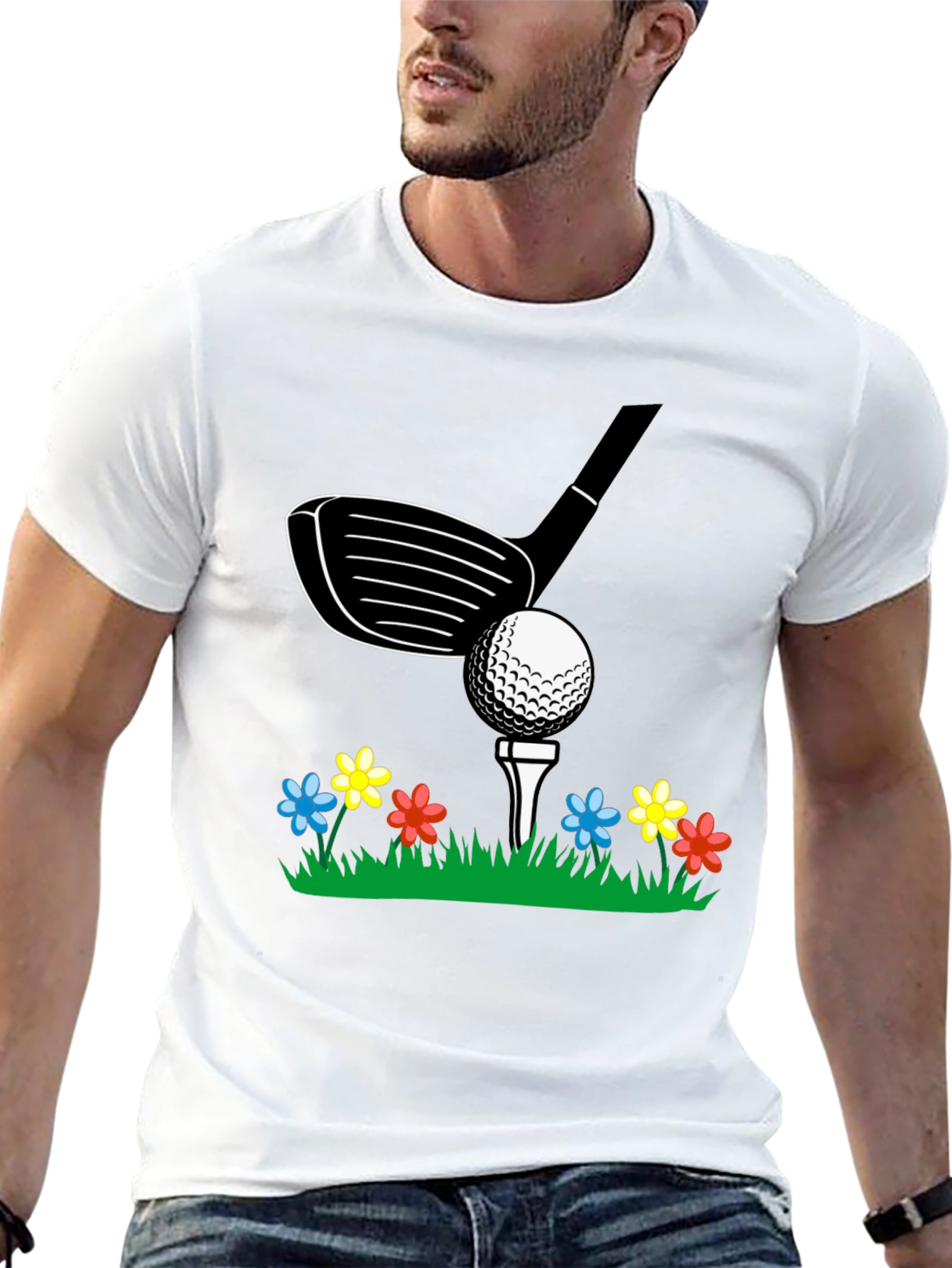 Golf Club & Flowers Graphic Tee
