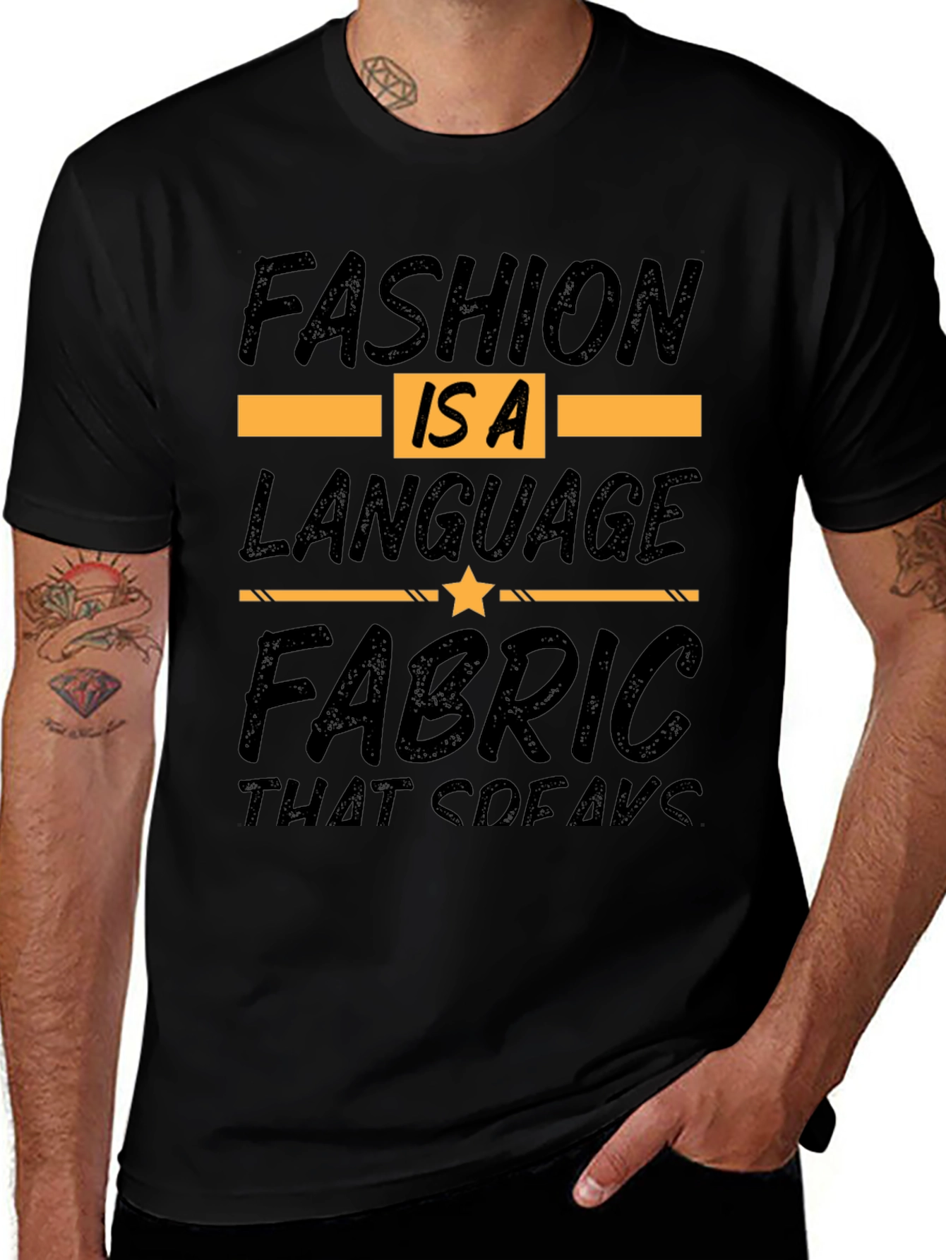 Fashion Is A Language Black Graphic Tee