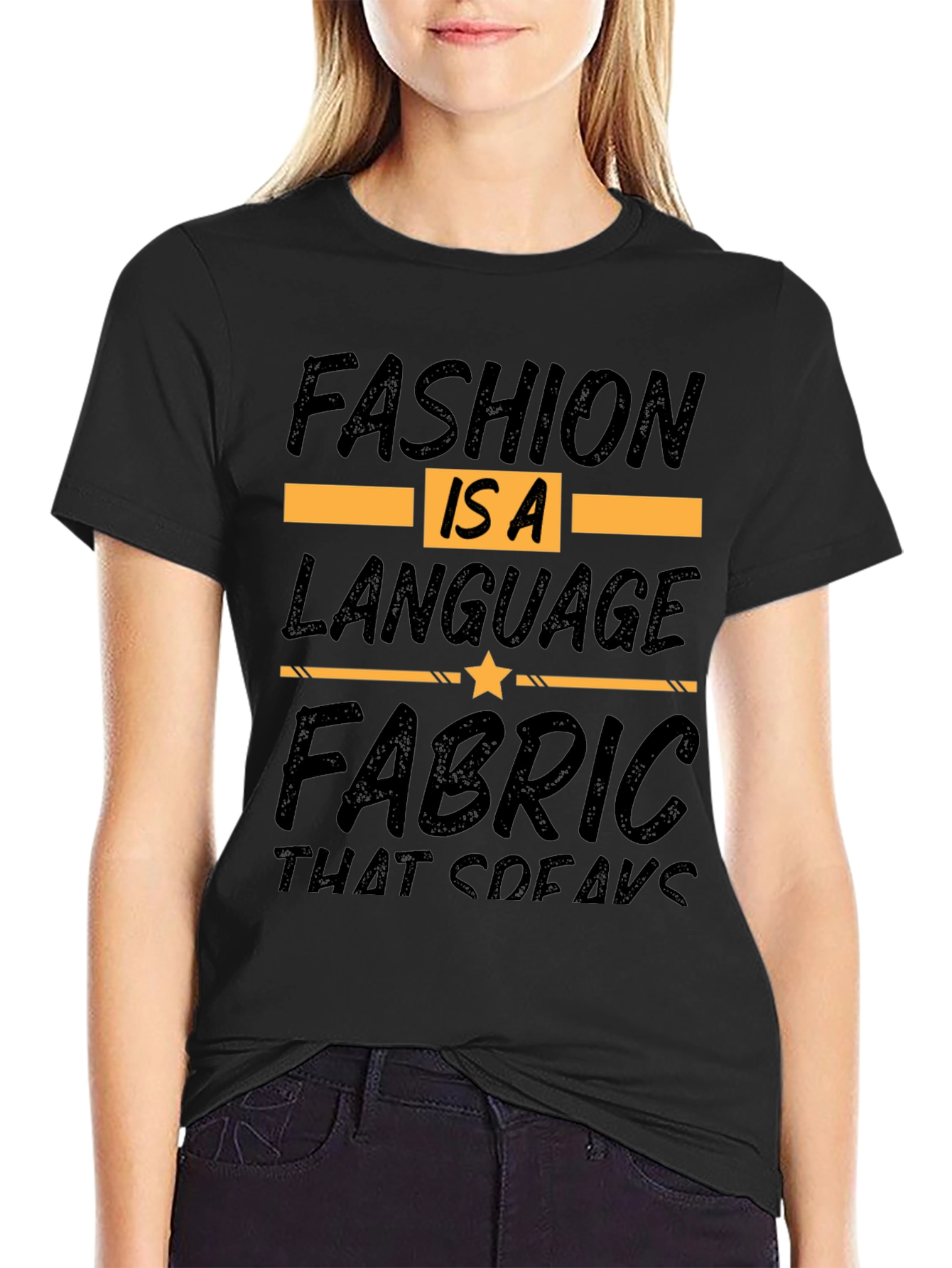 Fashion Is A Language Black Graphic Tee