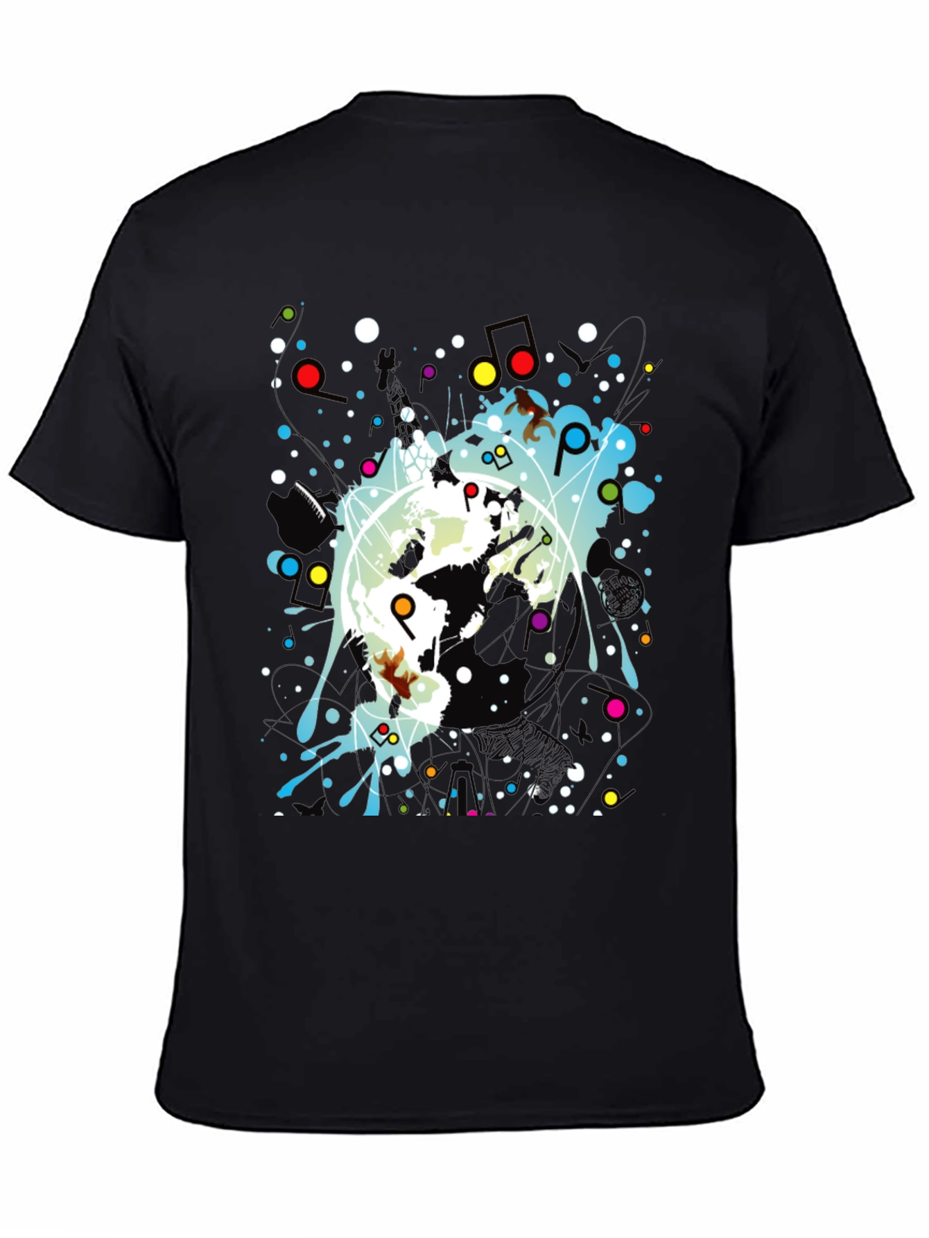 Abstract Graphic Print Black Crew Neck T-Shirt
