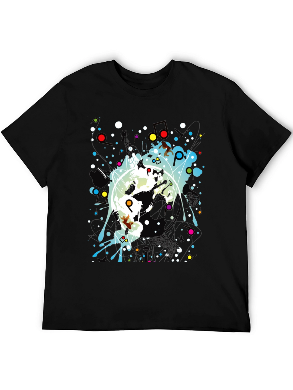 Abstract Graphic Print Black Crew Neck T-Shirt