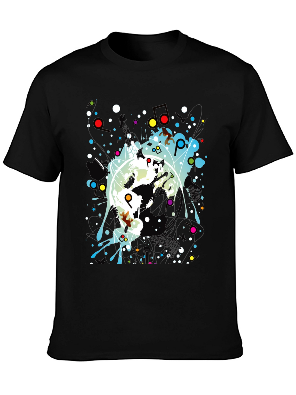 Abstract Graphic Print Black Crew Neck T-Shirt