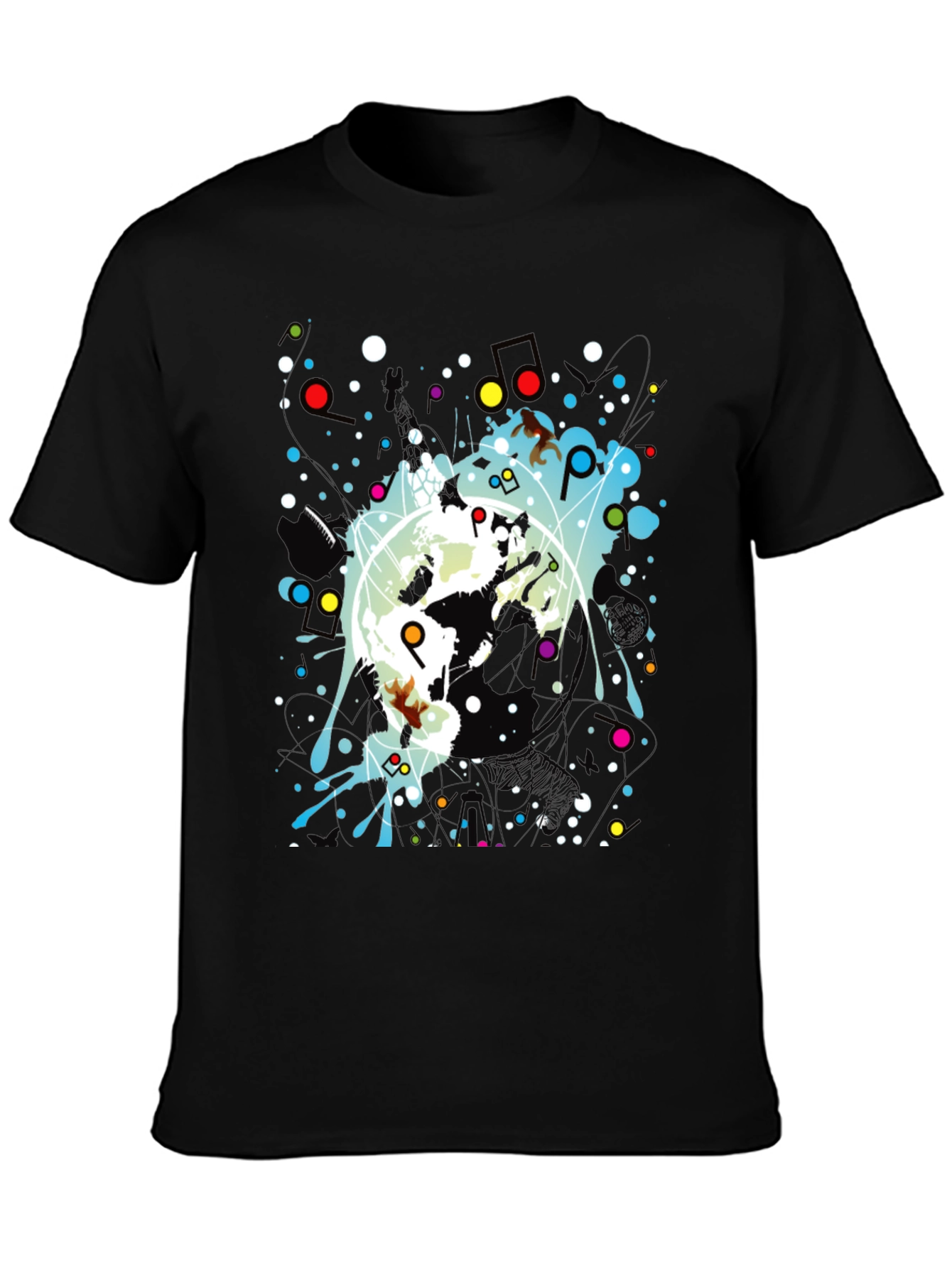 Abstract Graphic Print Black Crew Neck T-Shirt