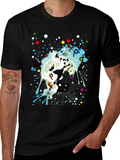 Abstract Graphic Print Black Crew Neck T-Shirt