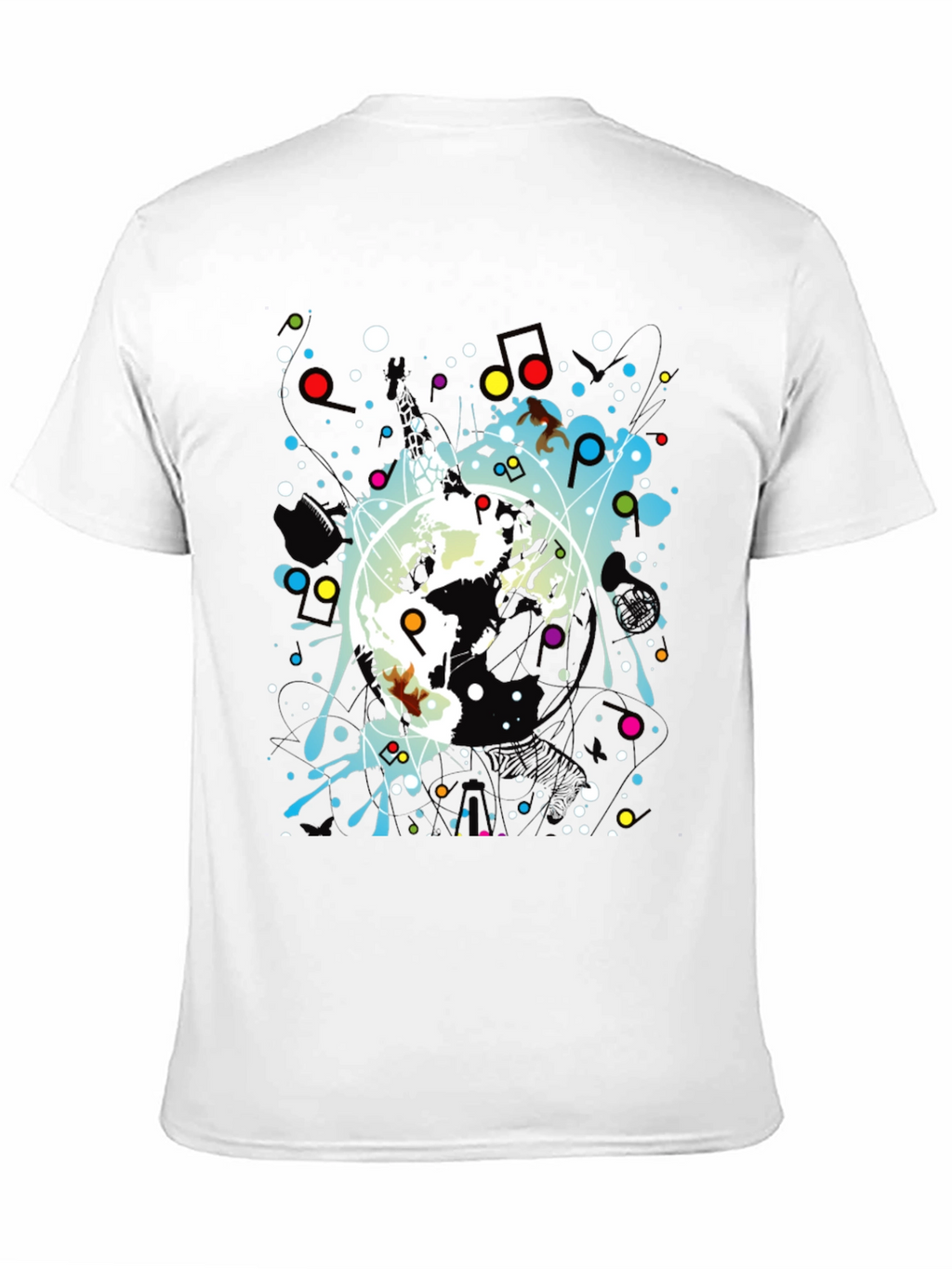 Abstract Graphic Print Black Crew Neck T-Shirt