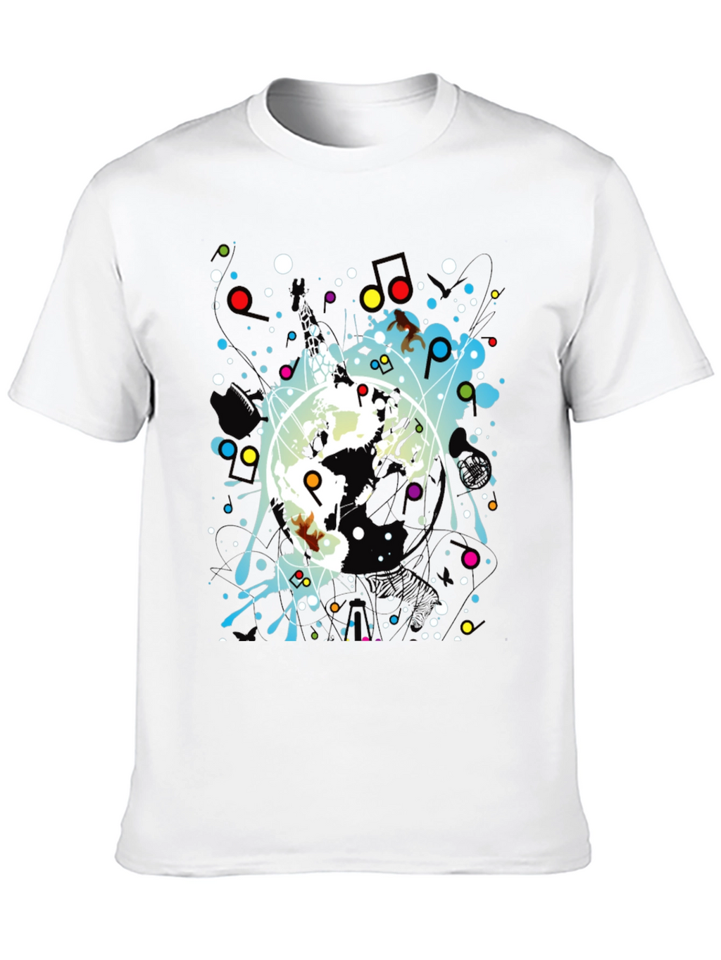 Abstract Graphic Print Black Crew Neck T-Shirt