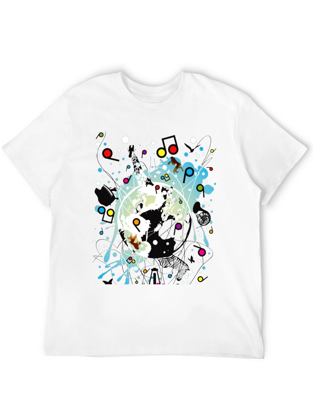 Abstract Graphic Print Black Crew Neck T-Shirt