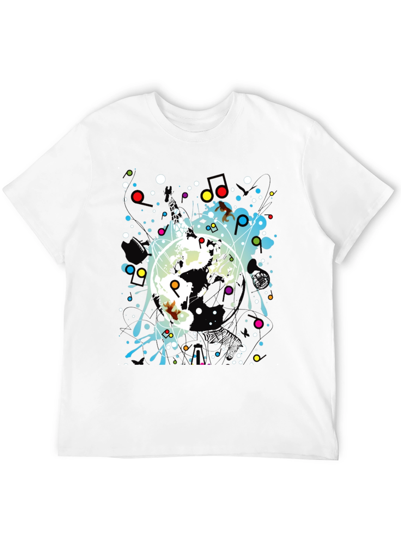 Abstract Graphic Print Black Crew Neck T-Shirt