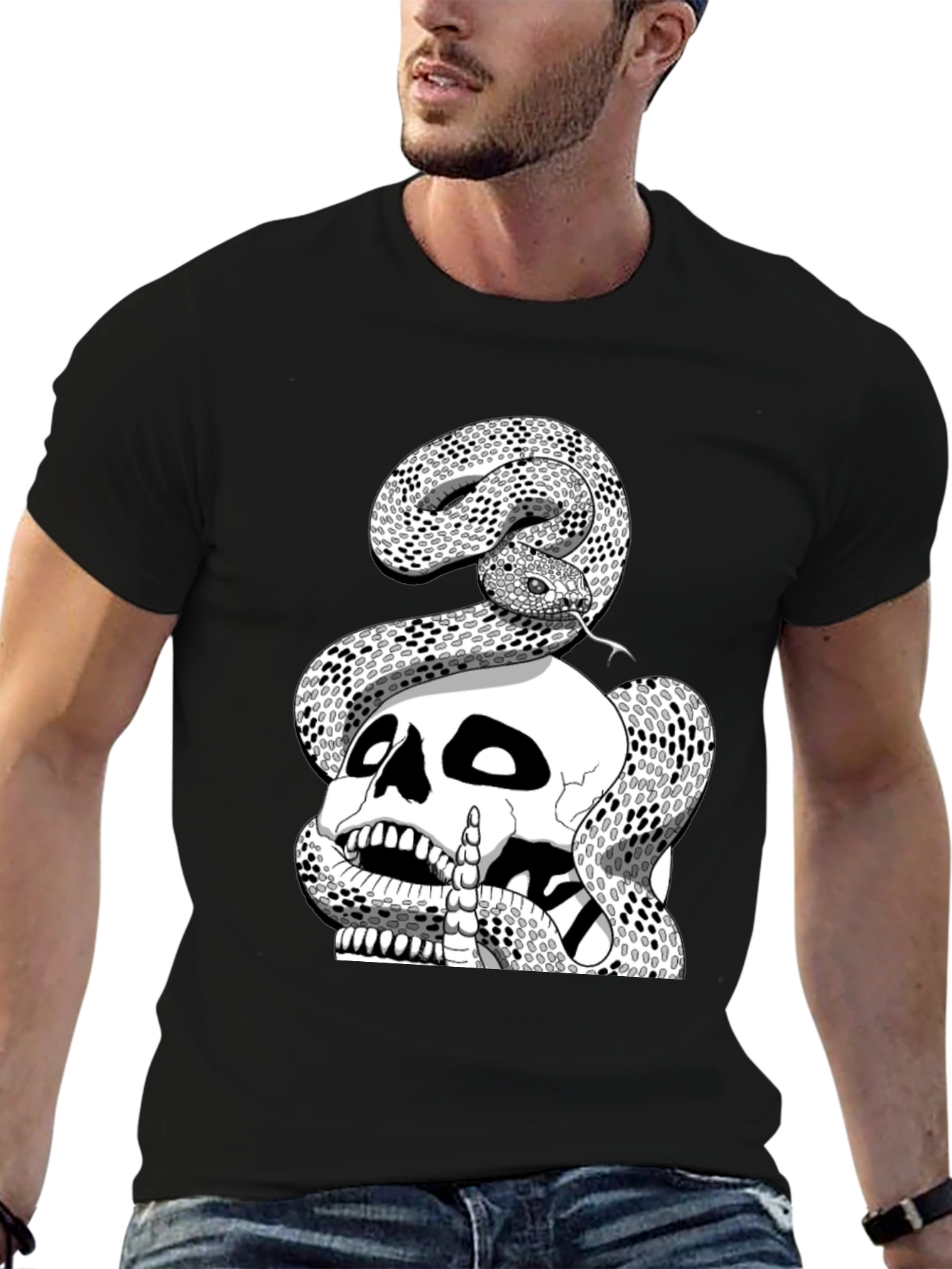 Skull and Snake Graphic Tee - Black T-Shirt