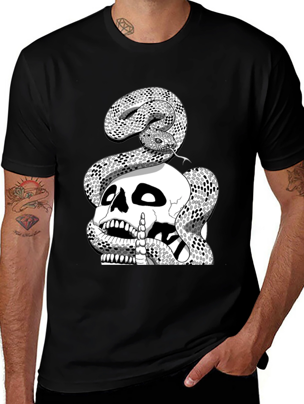 Skull and Snake Graphic Tee - Black T-Shirt