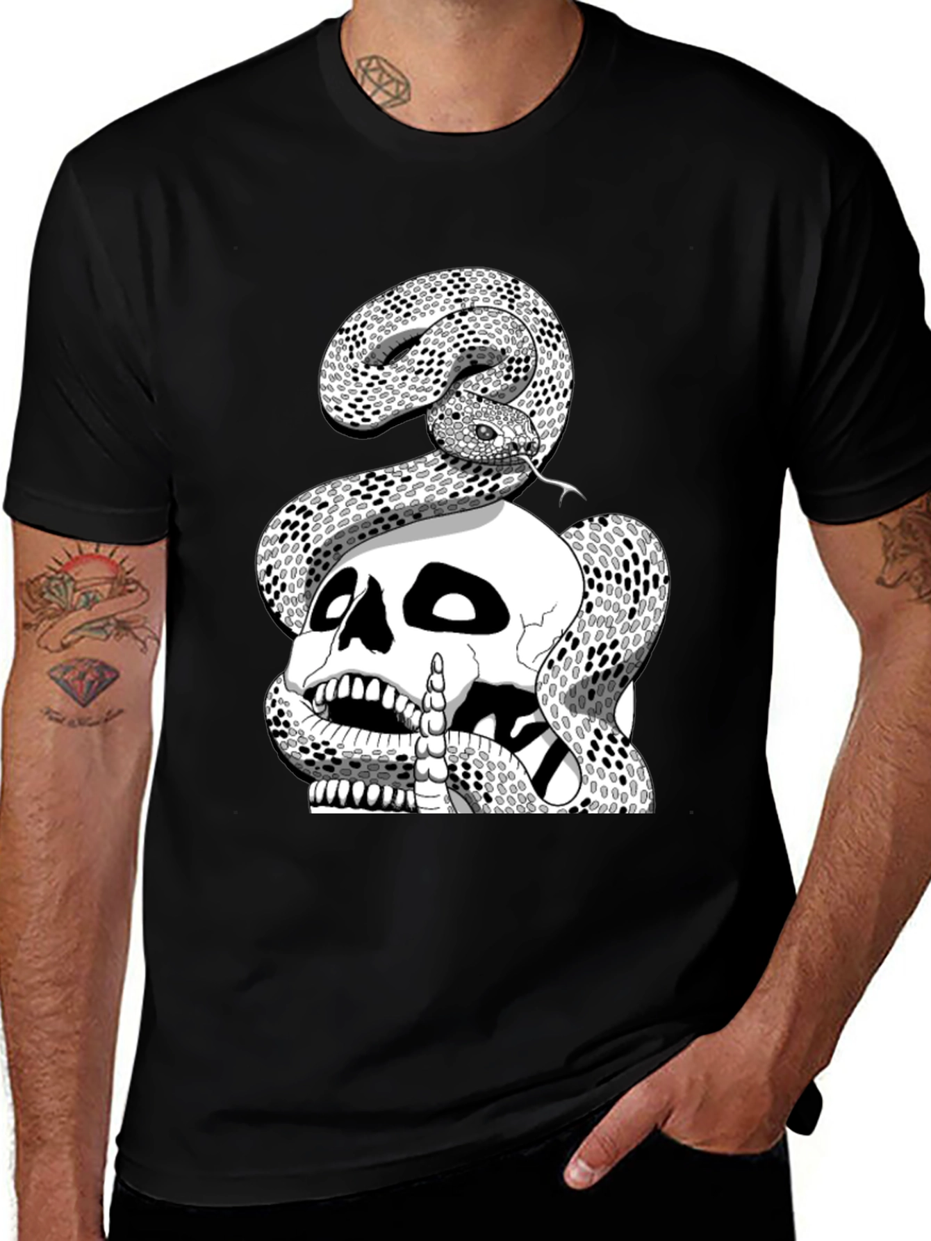 Skull and Snake Graphic Tee - Black T-Shirt