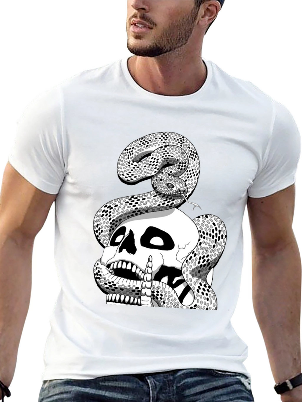 Skull and Snake Graphic Tee - Black T-Shirt