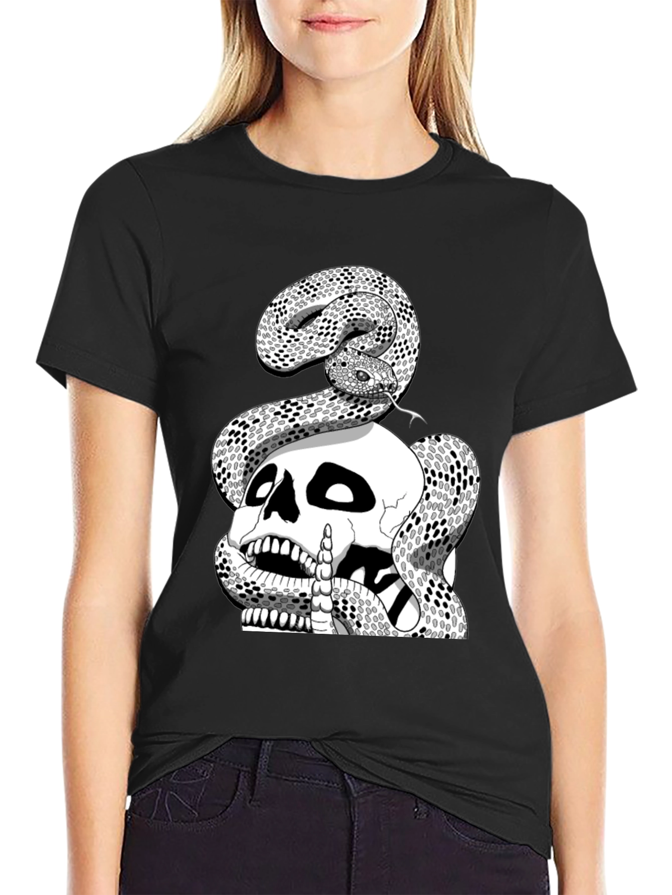 Skull and Snake Graphic Tee - Black T-Shirt
