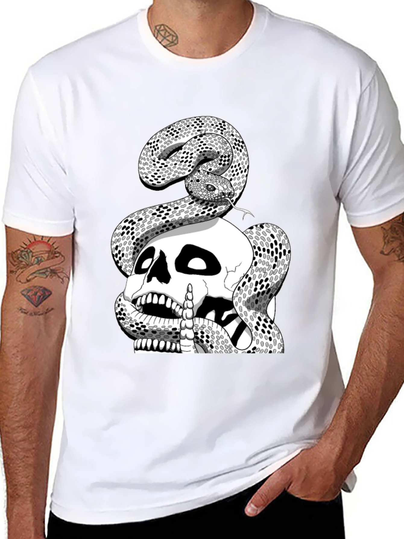 Skull and Snake Graphic Tee - Black T-Shirt