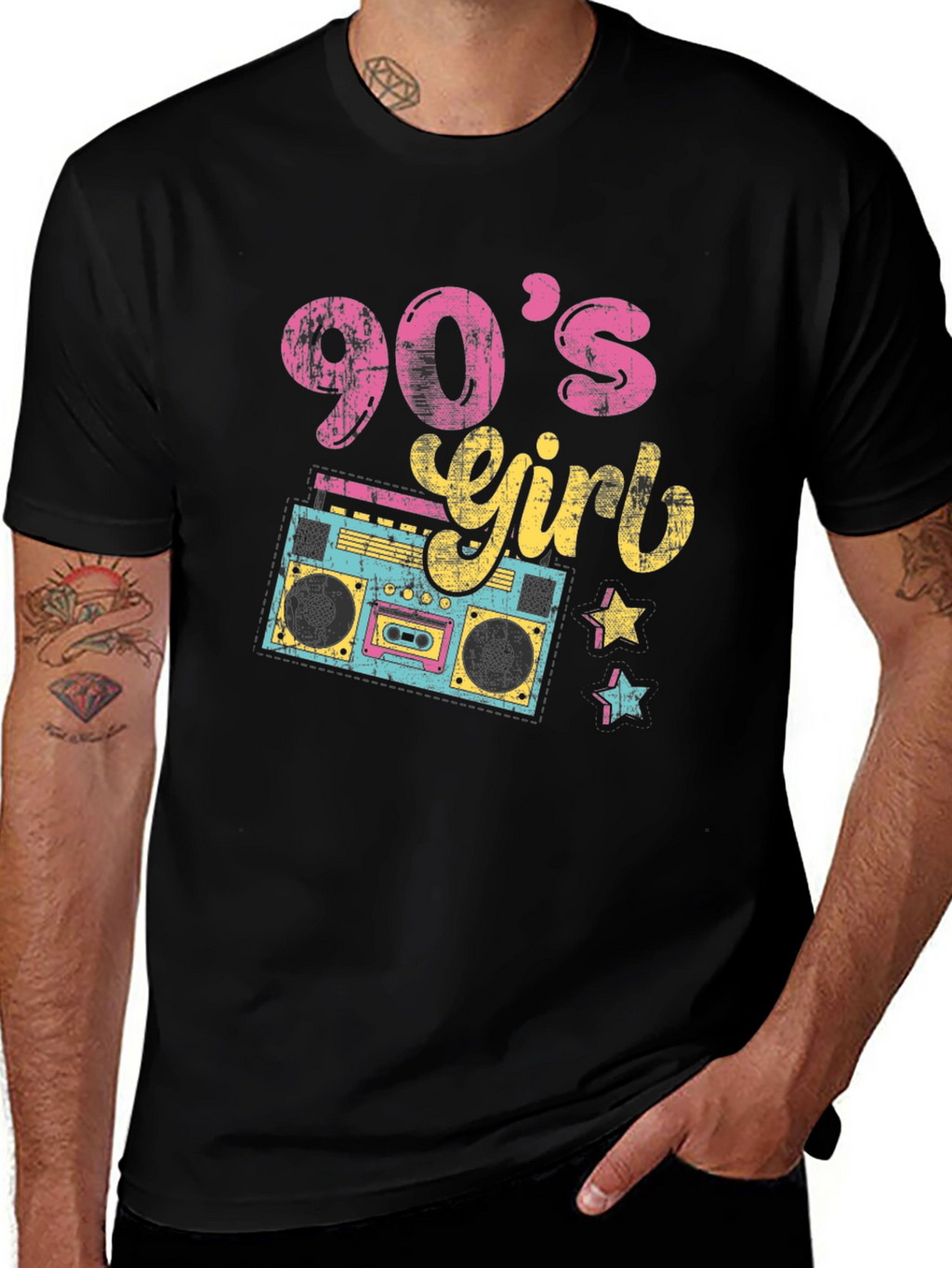 90s Girl T-Shirt Retro Boombox Design