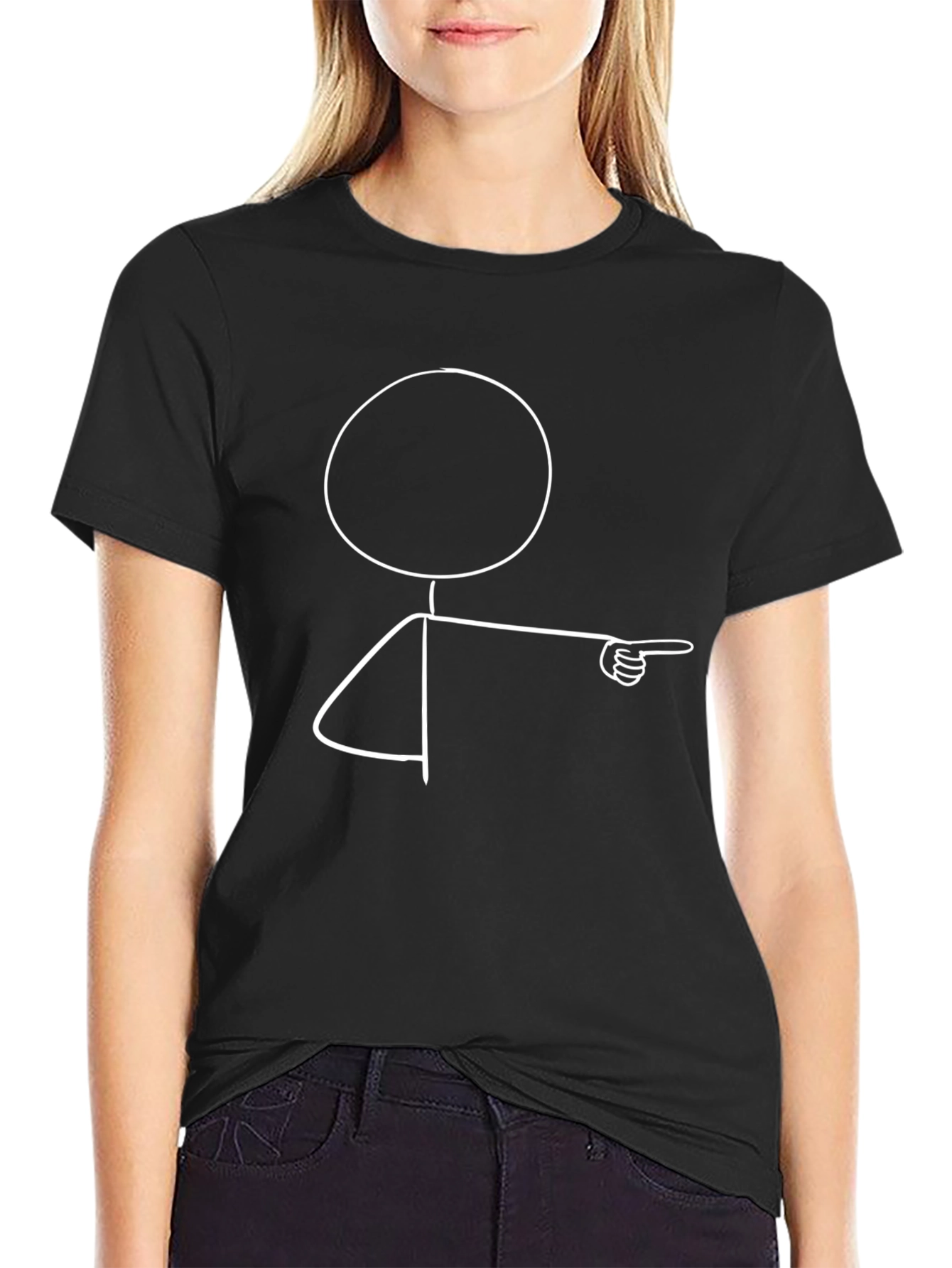 Funny Stick Figure Pointing T-Shirt - Novelty Tee