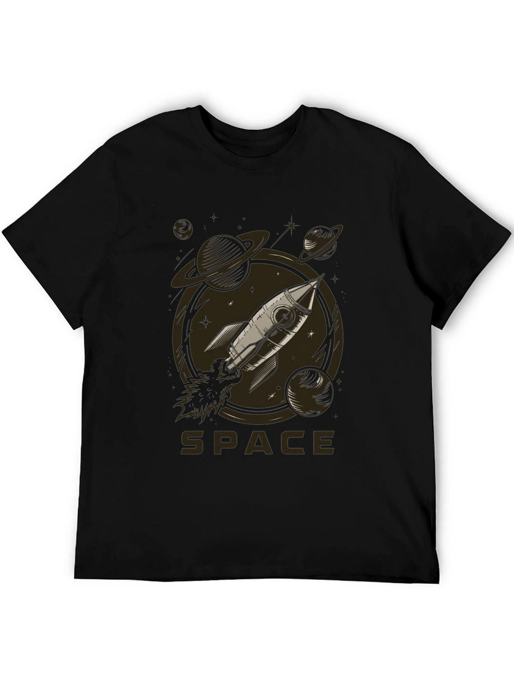 Space Rocket Graphic Tee - Black