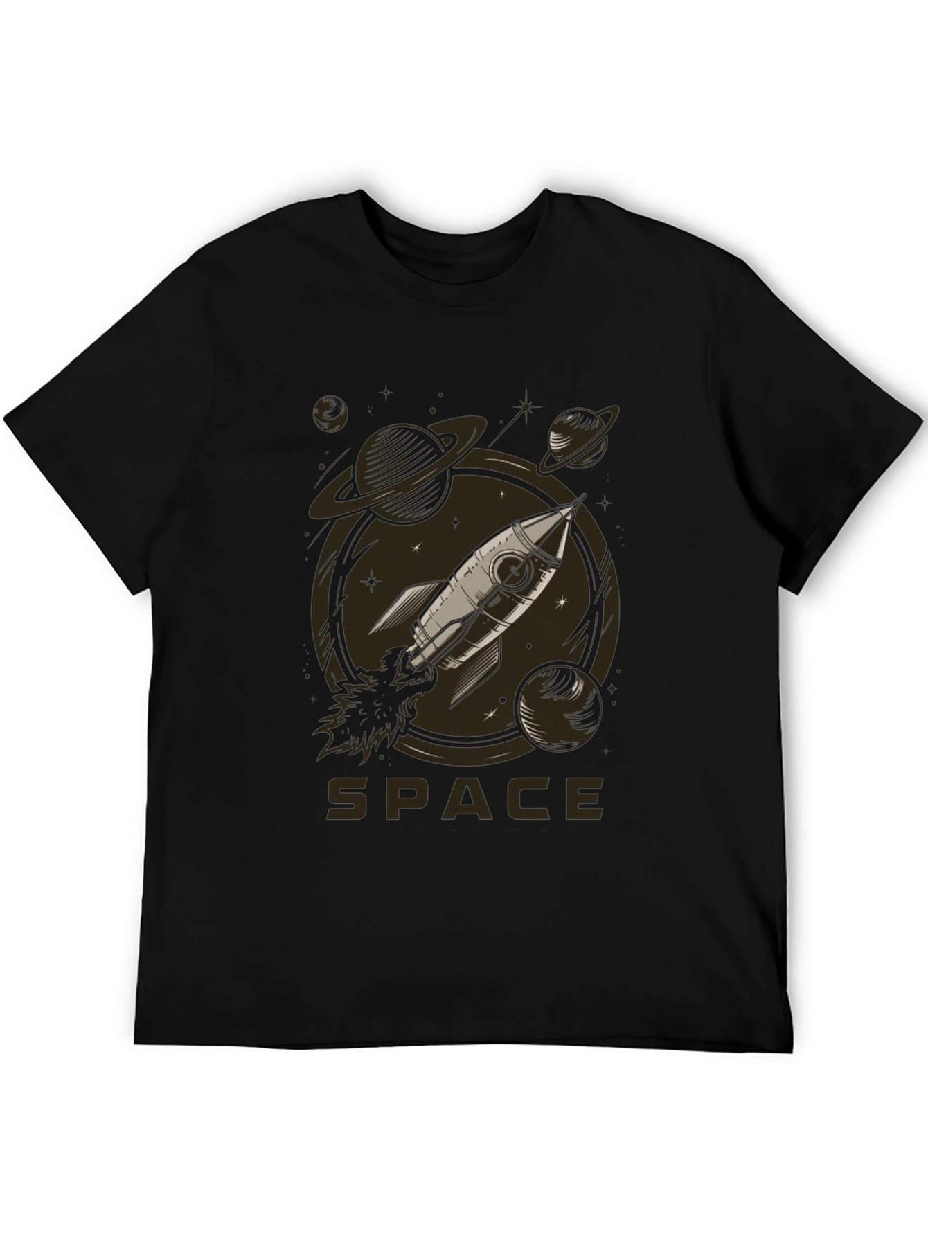 Space Rocket Graphic Tee - Black