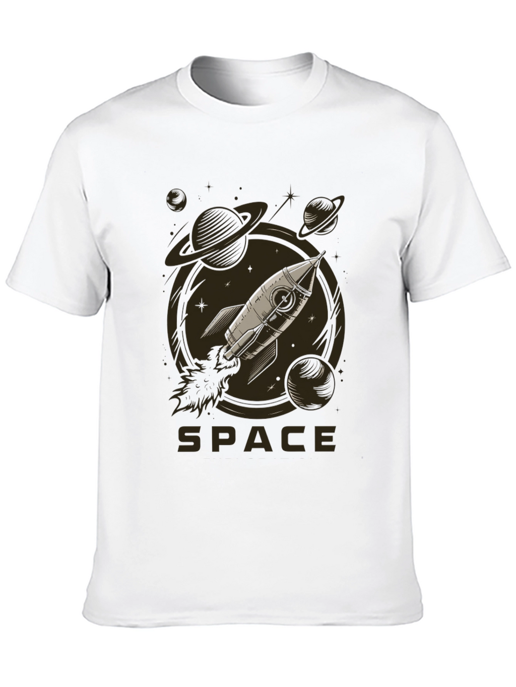 Space Rocket Graphic Tee - Black
