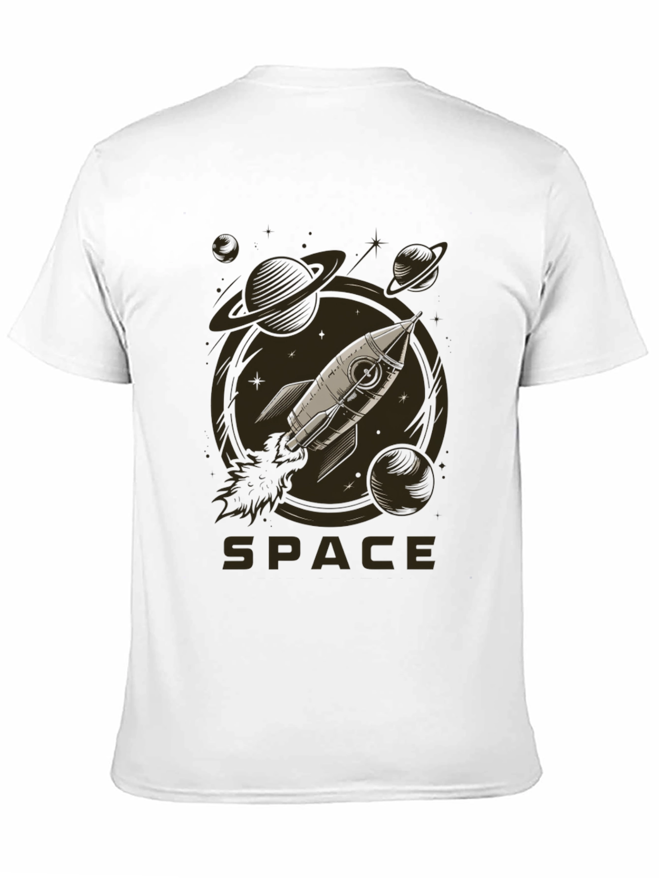 Space Rocket Graphic Tee - Black