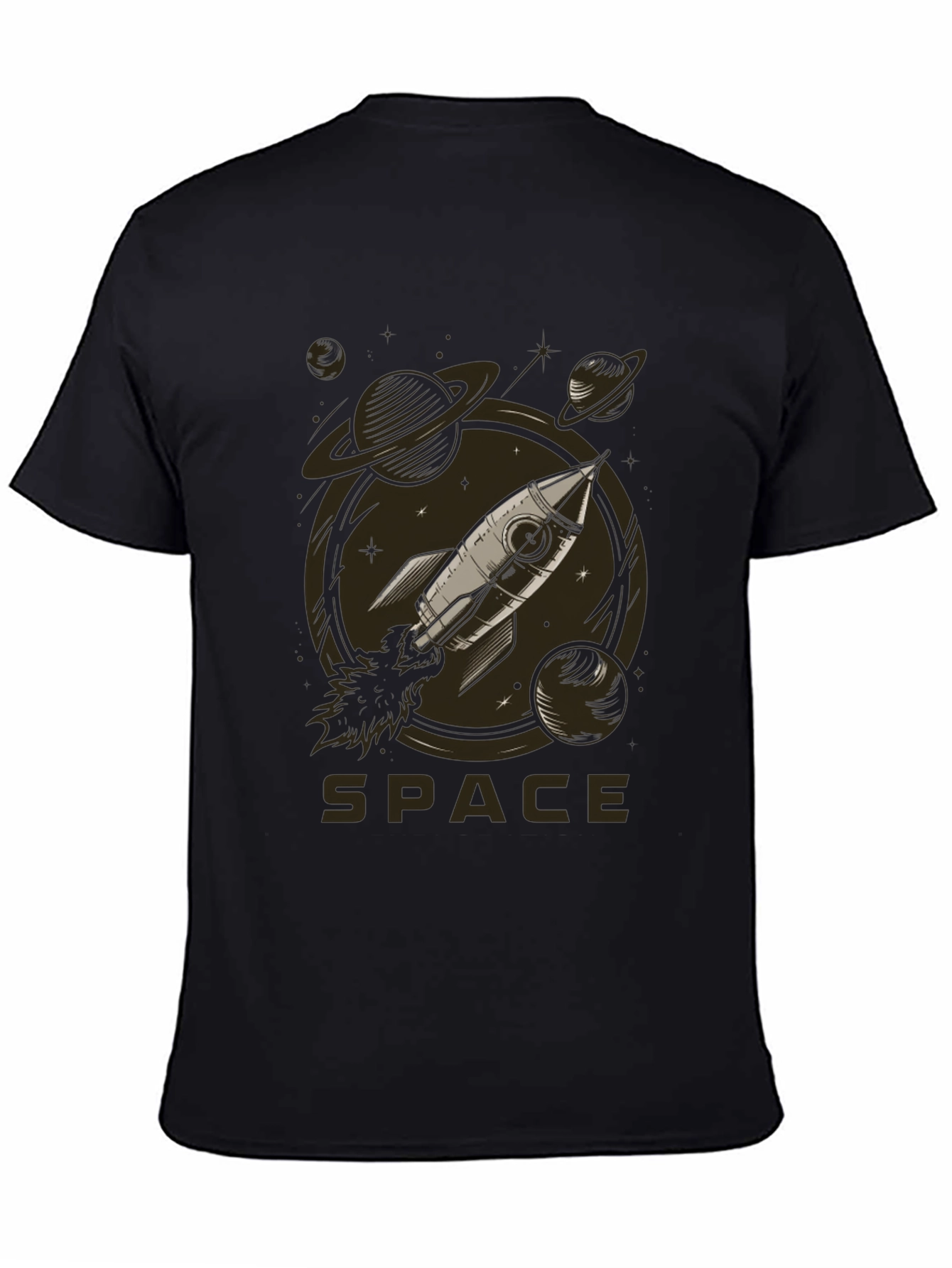 Space Rocket Graphic Tee - Black