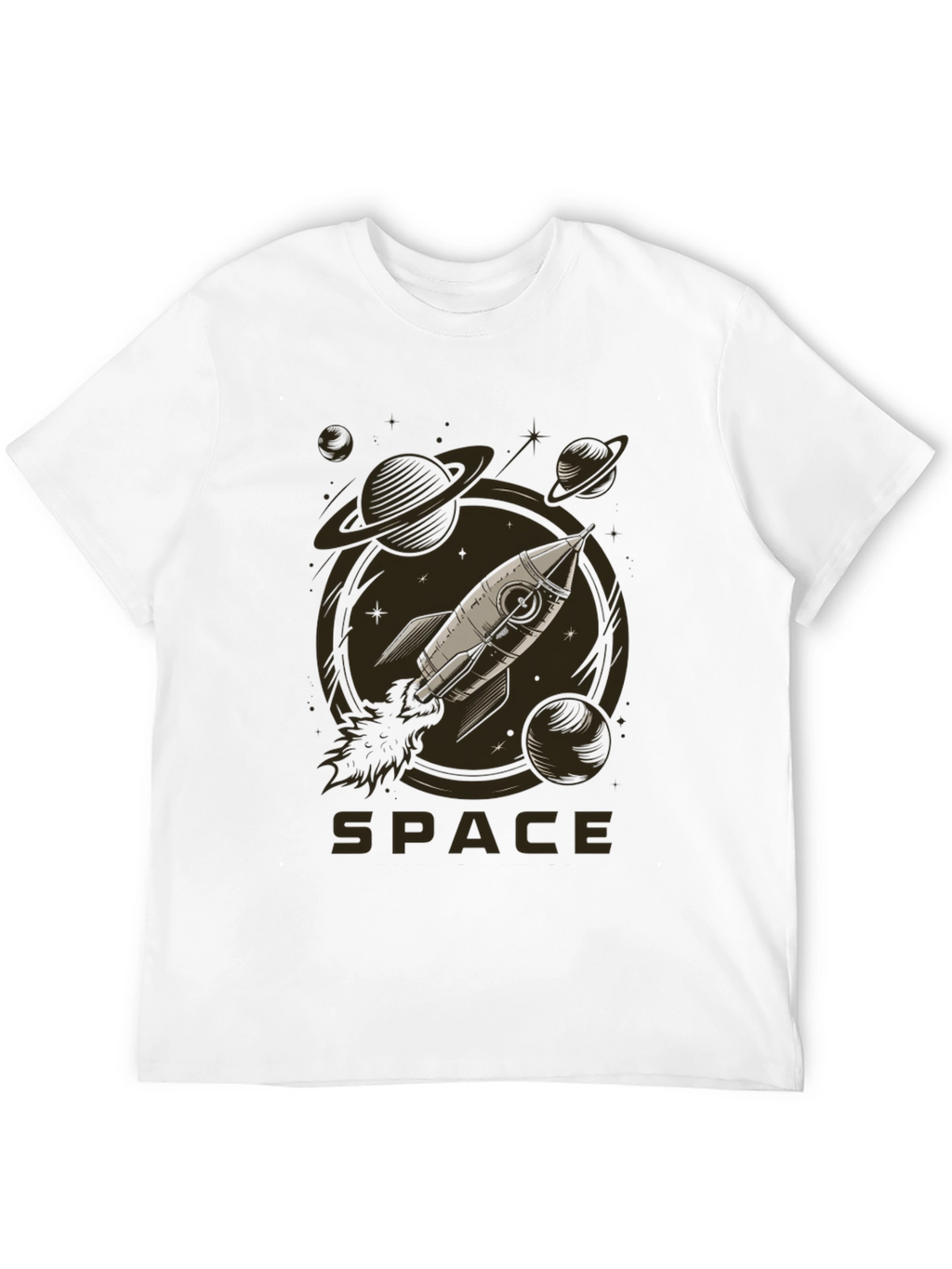 Space Rocket Graphic Tee - Black