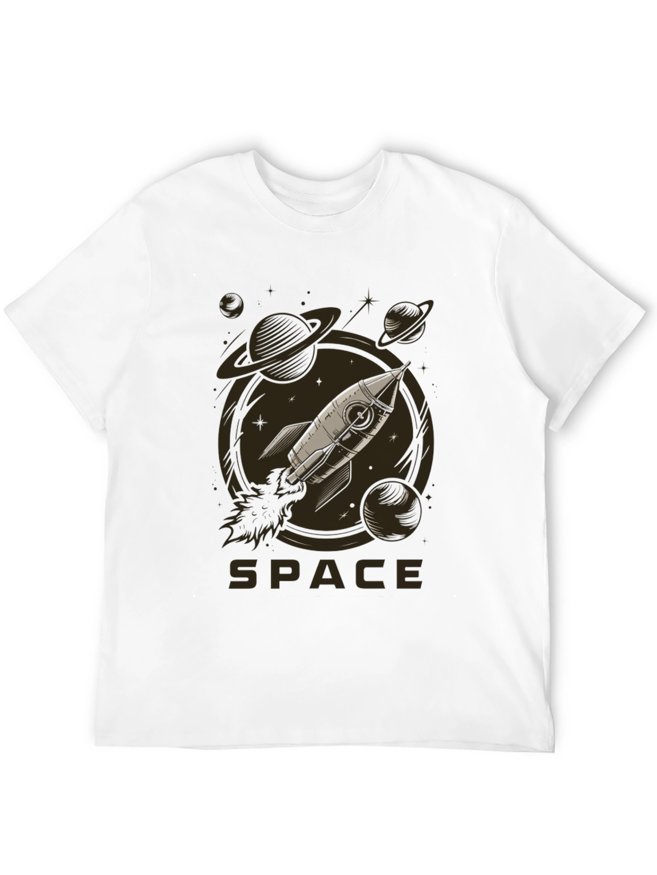 Space Rocket Graphic Tee - Black