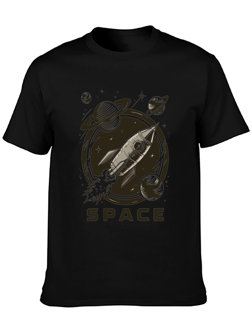 Space Rocket Graphic Tee - Black