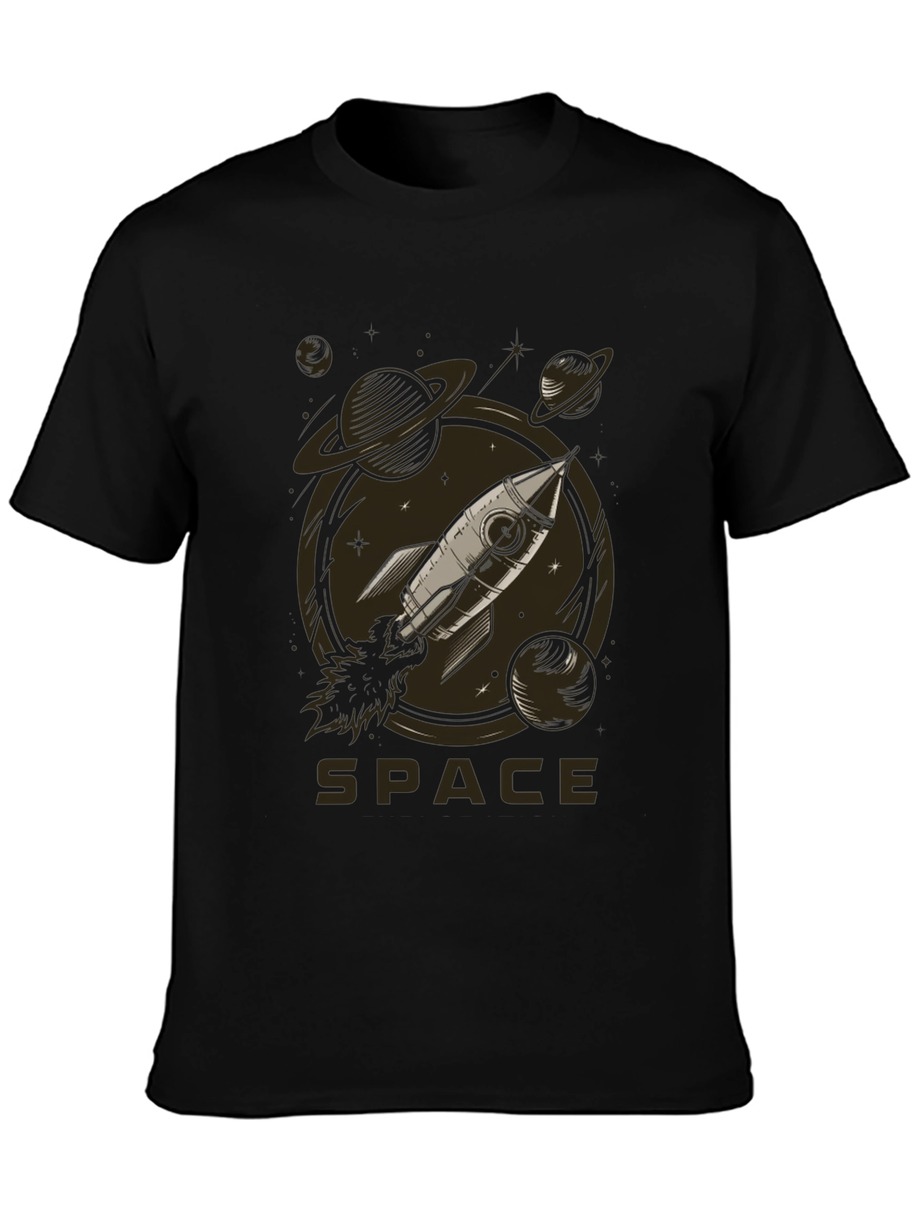 Space Rocket Graphic Tee - Black