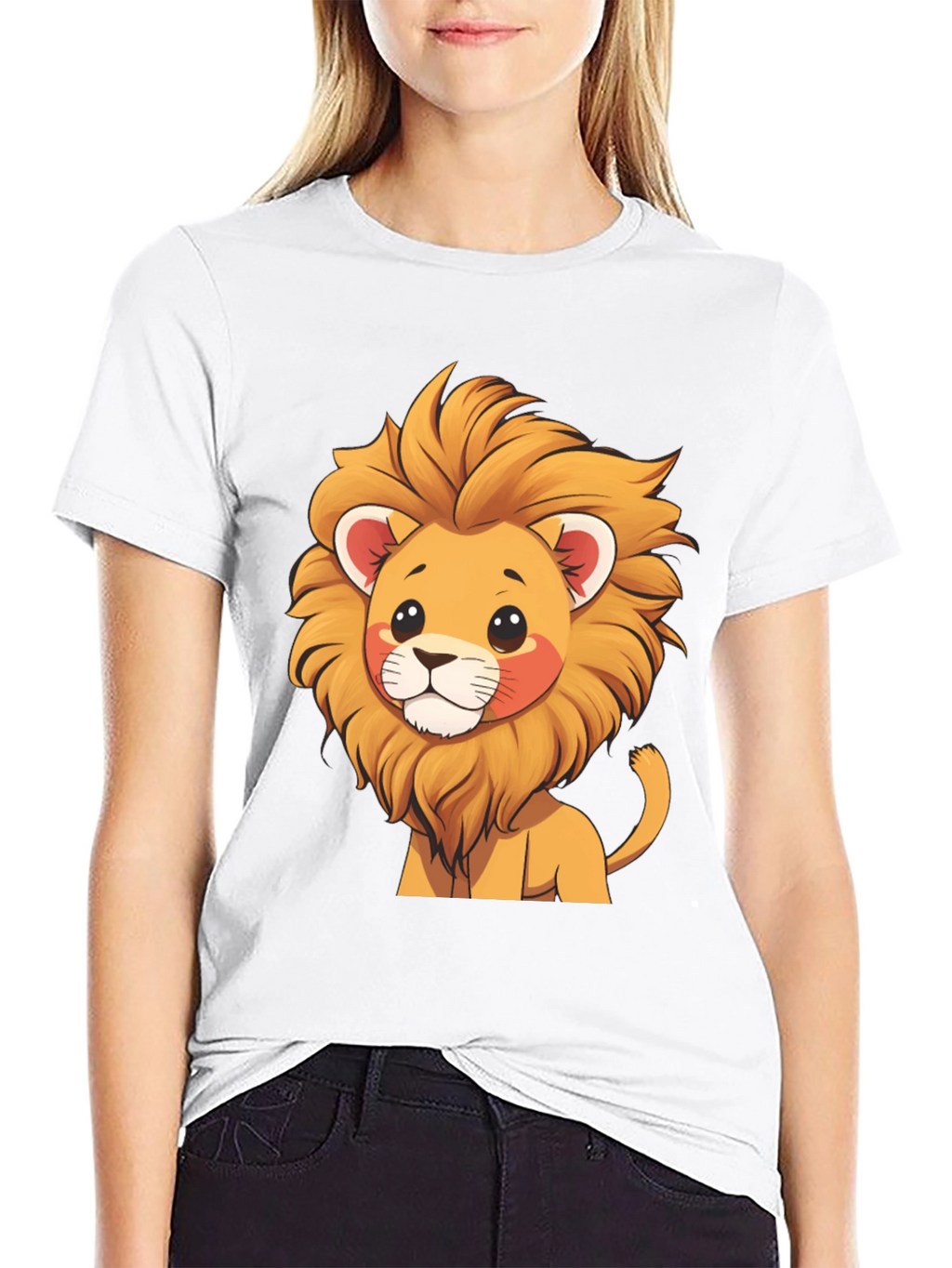 Cute Lion Graphic Tee - Black T-Shirt