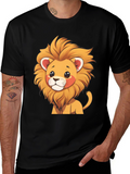 Cute Lion Graphic Tee - Black T-Shirt