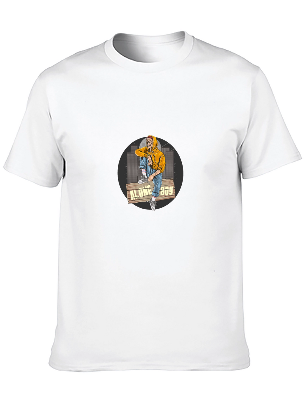 Alone Boy Graphic Print Black T-Shirt