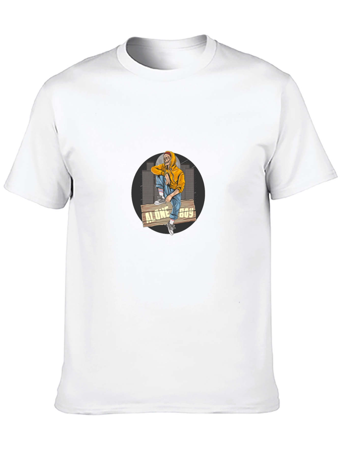 Alone Boy Graphic Print Black T-Shirt