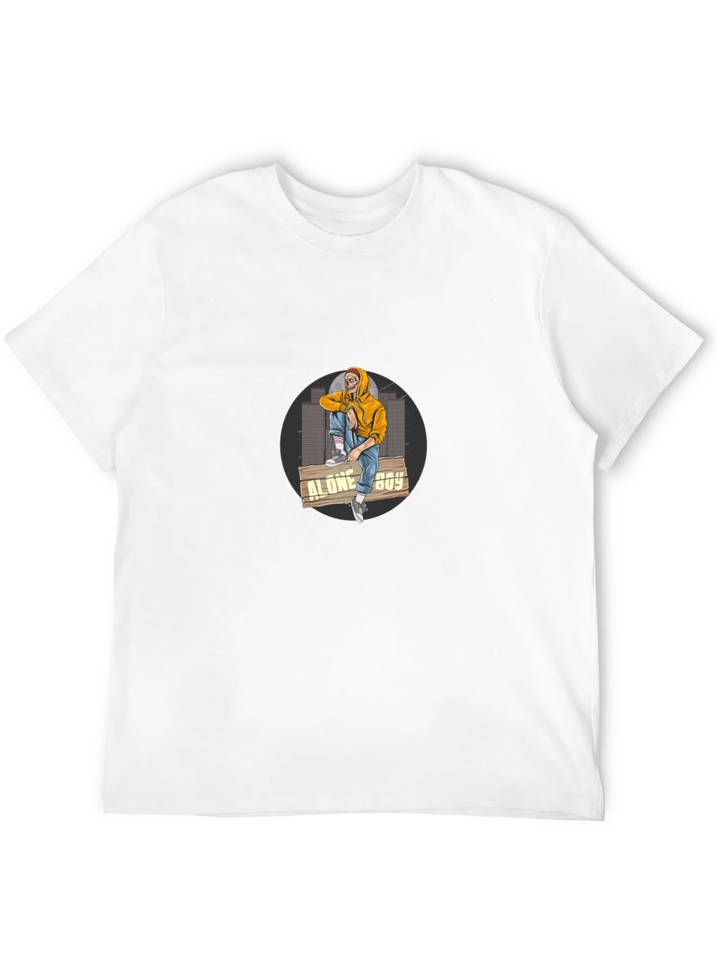Alone Boy Graphic Print Black T-Shirt