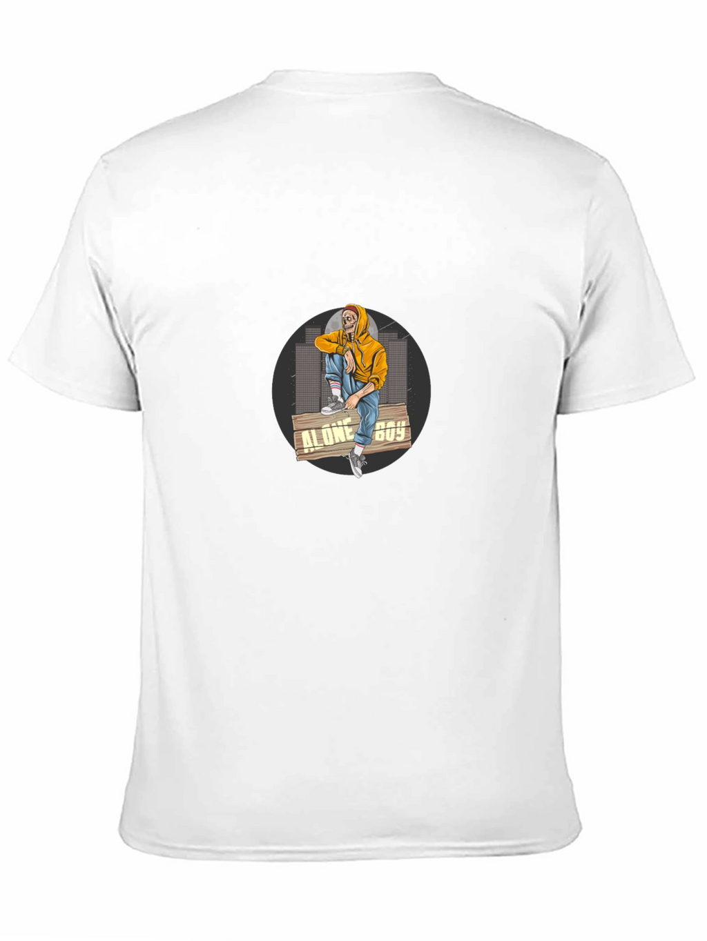 Alone Boy Graphic Print Black T-Shirt