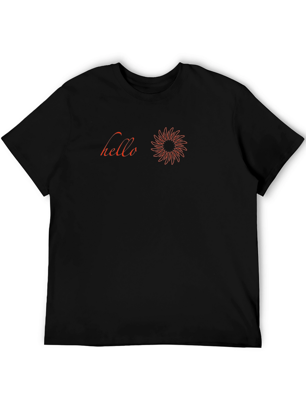 Black T-Shirt with Red Hello & Graphic Print