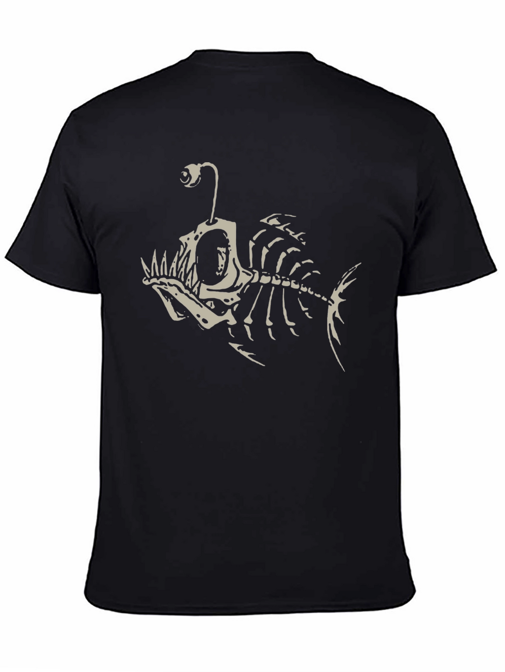 Angler Fish Skeleton Graphic Tee - Black Cotton T-Shirt