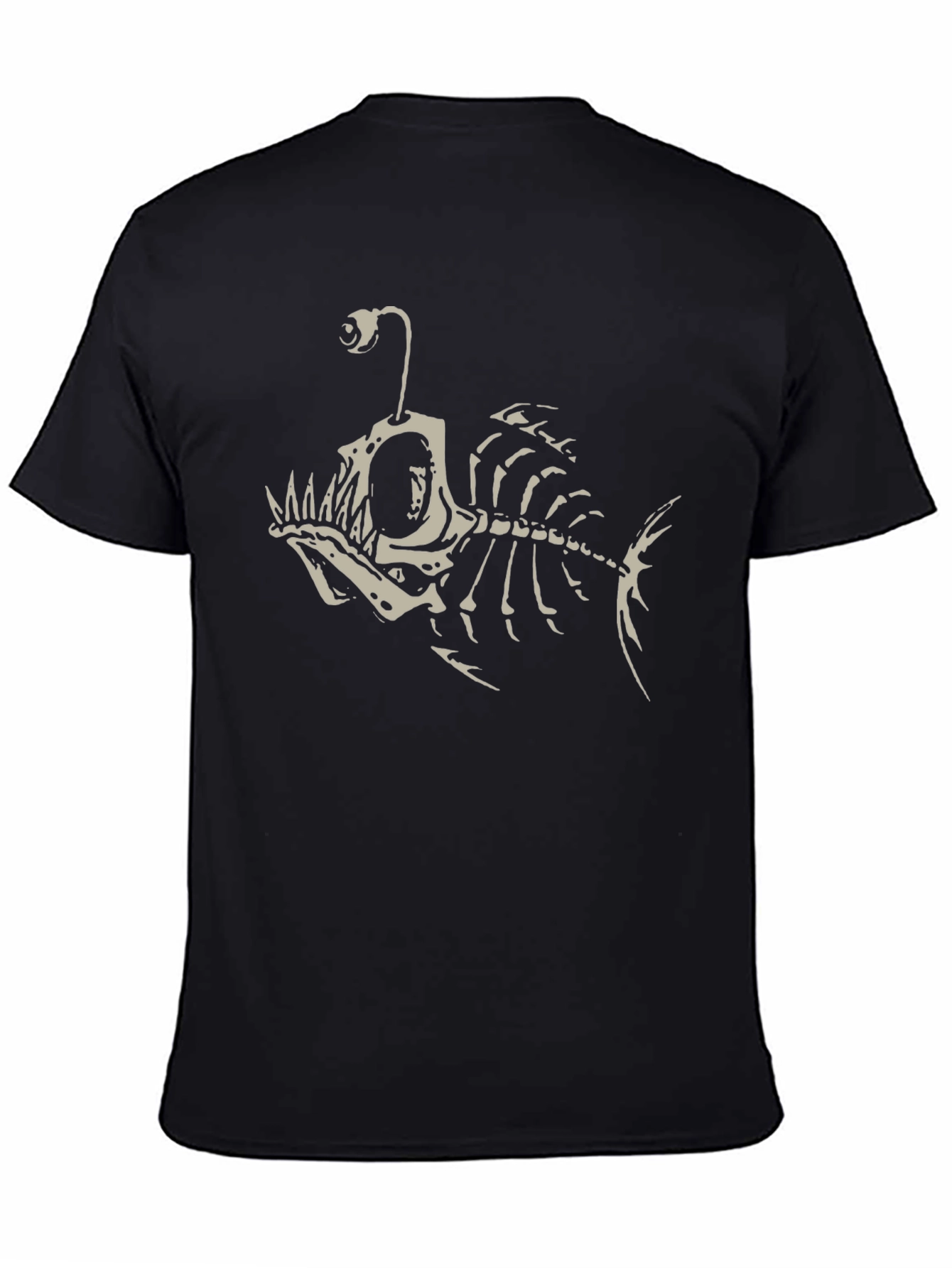 Angler Fish Skeleton Graphic Tee - Black Cotton T-Shirt
