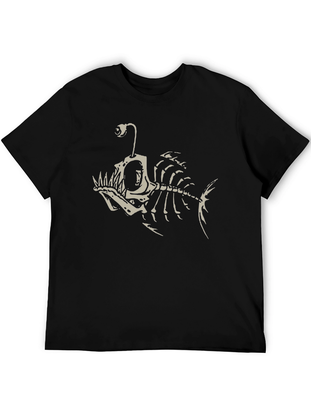 Angler Fish Skeleton Graphic Tee - Black Cotton T-Shirt