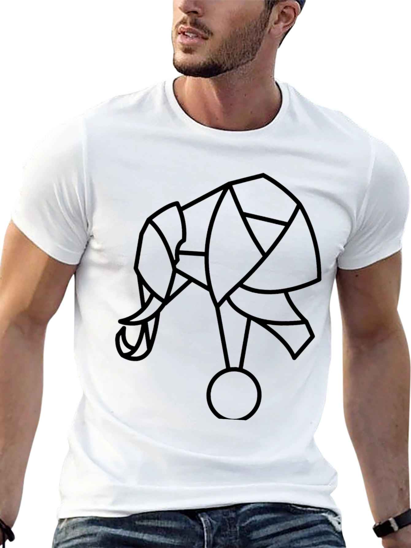 Geometric Elephant T-Shirt - Modern Graphic Tee