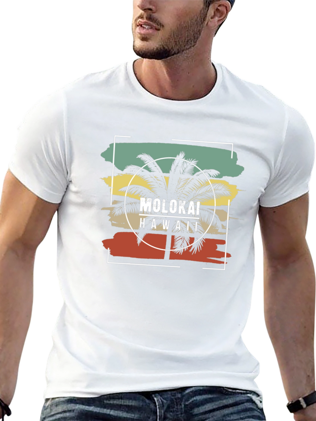 Molokai Hawaii Palm Tree Graphic T-Shirt