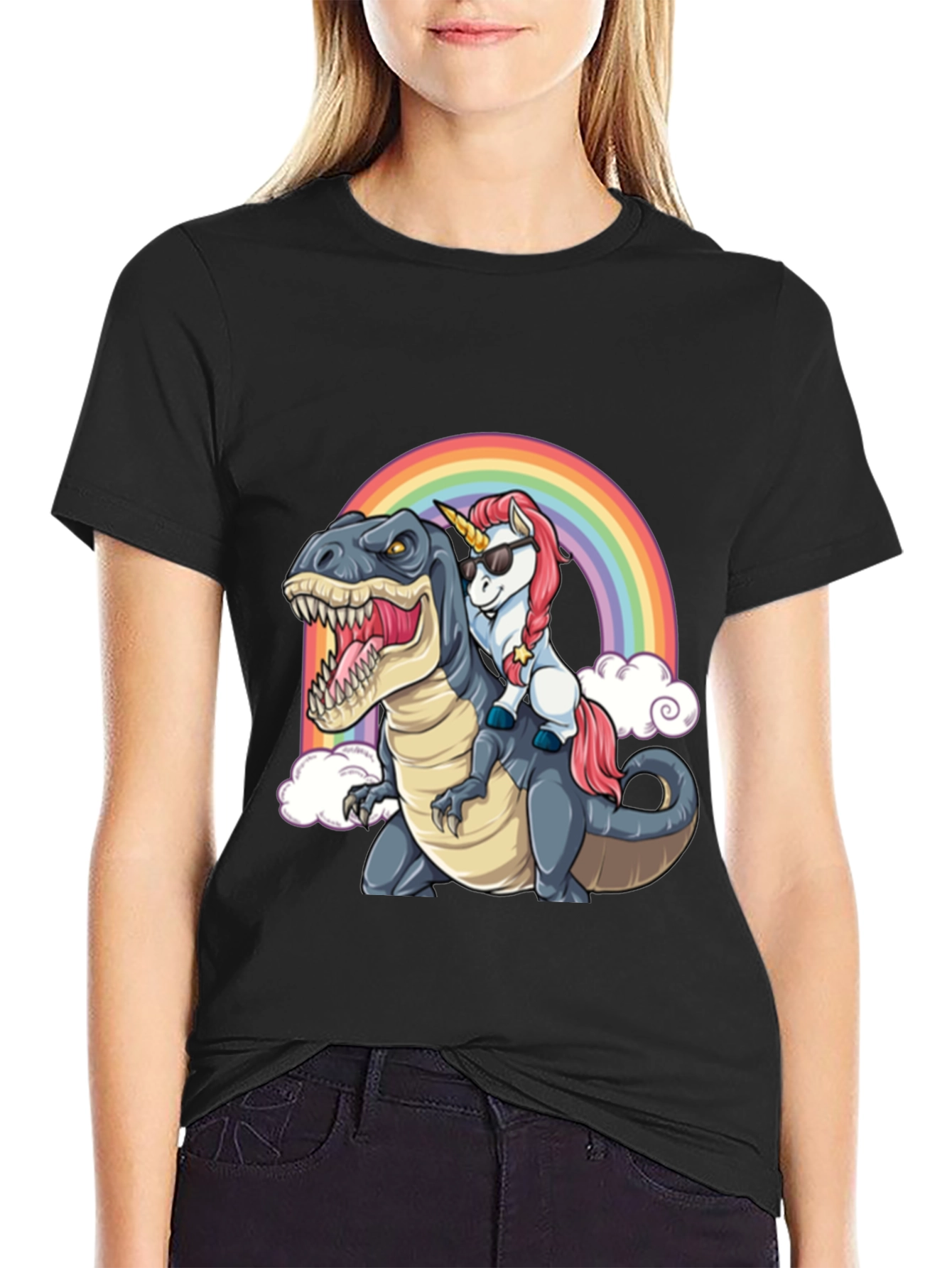 Unicorn Riding Dinosaur T-Shirt