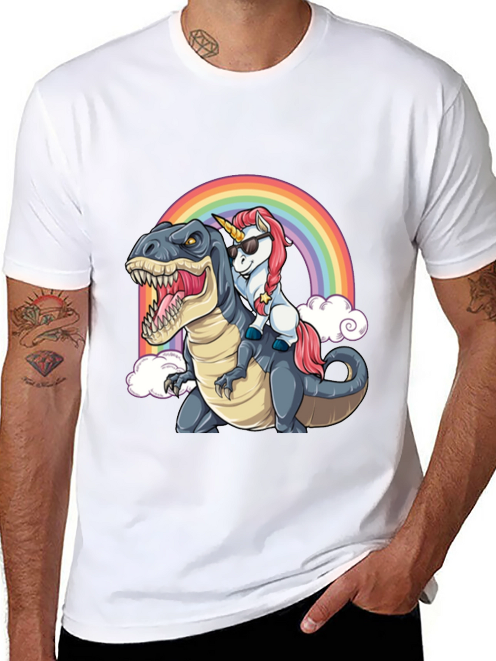 Unicorn Riding Dinosaur T-Shirt