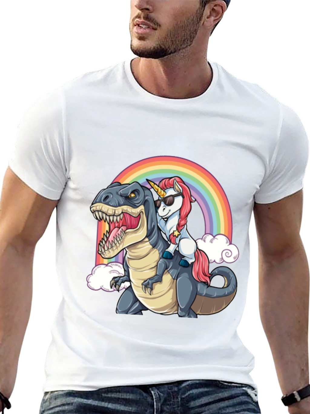 Unicorn Riding Dinosaur T-Shirt