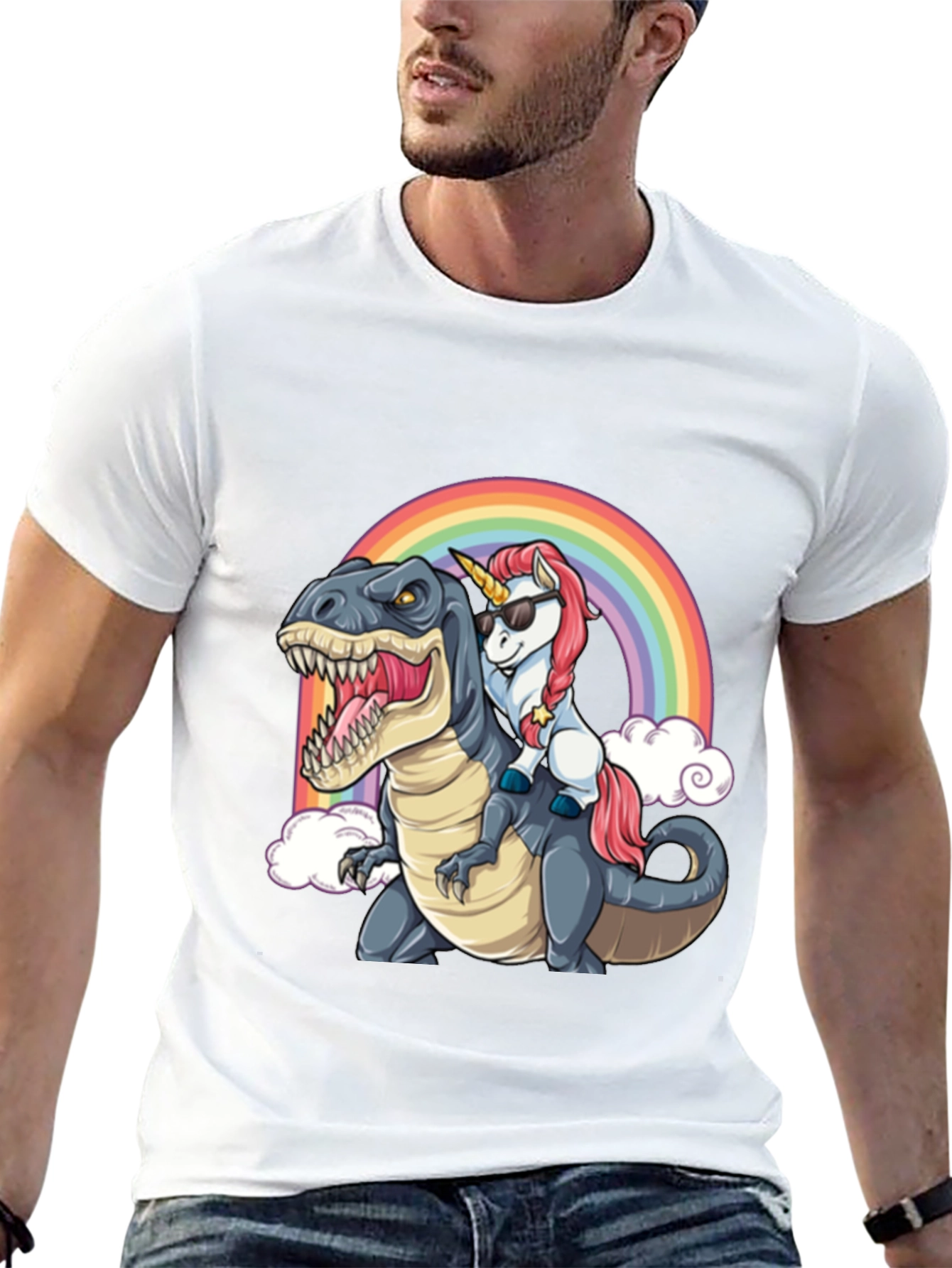 Unicorn Riding Dinosaur T-Shirt