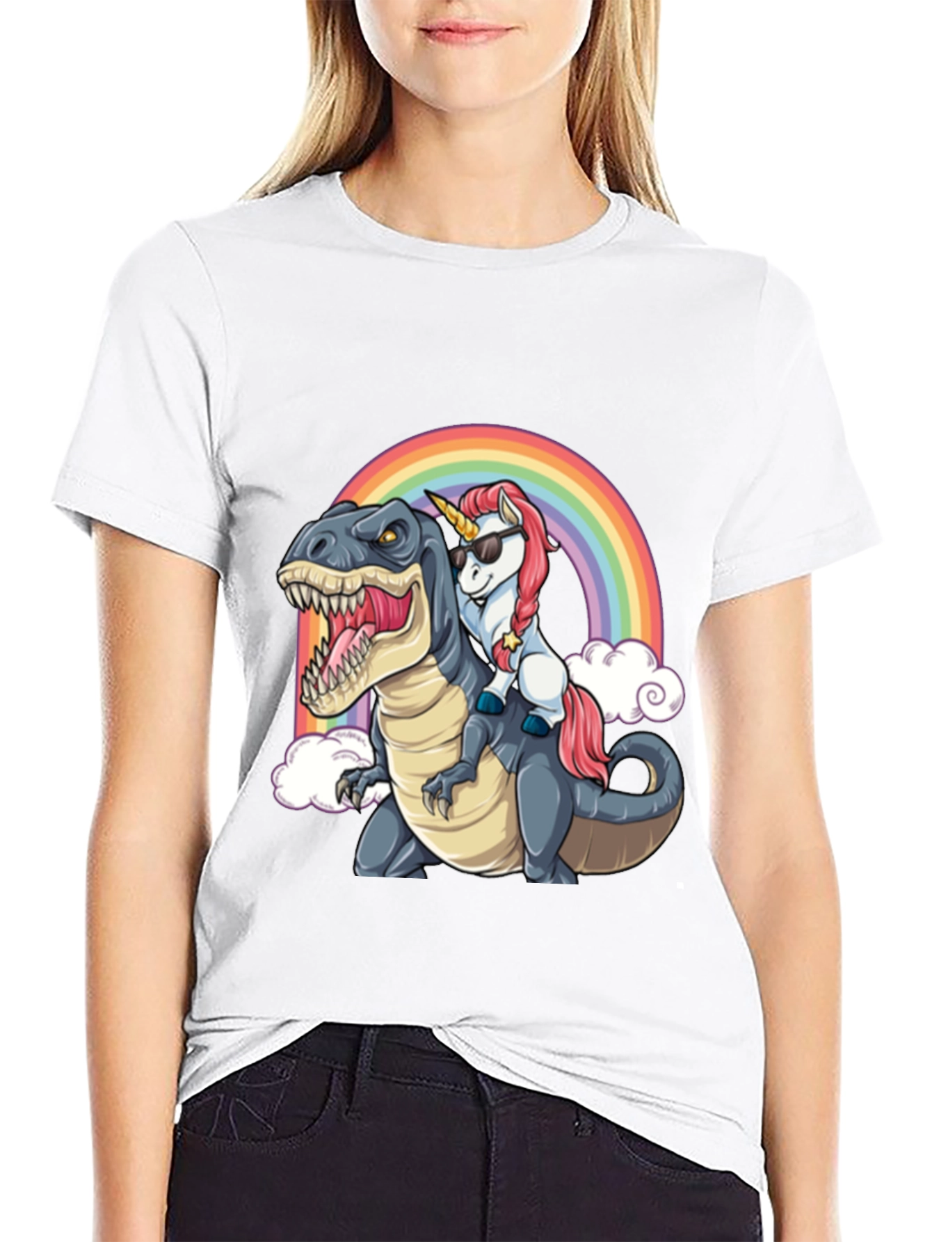 Unicorn Riding Dinosaur T-Shirt