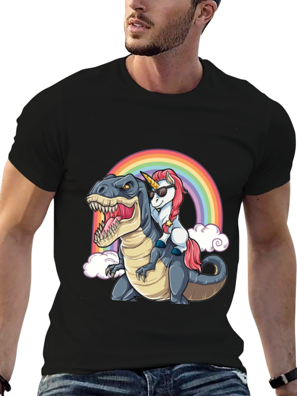Unicorn Riding Dinosaur T-Shirt